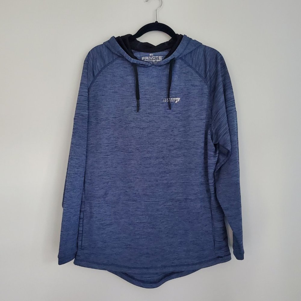PRIVATE MEMBERS Men's Blue Pullover Hoodie Activewear Running Athleisure LARGE